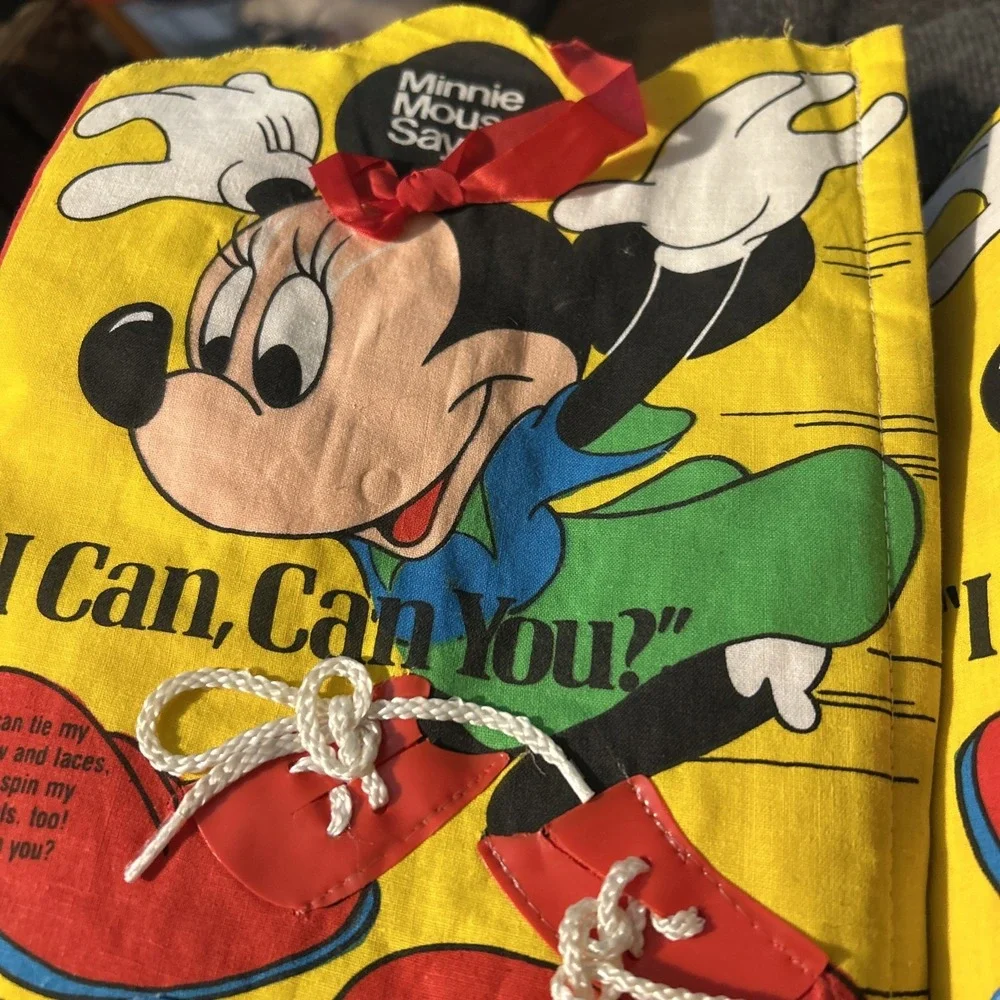 Vintage Mickey Mouse Says I Can Can‎ You Cloth Walt Disney Book 1982 Collectible